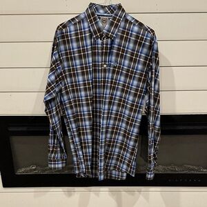 Cinch Men's Blue and Brown Checkered Shirt